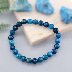 Genuine Reiki Bracelets Blue Apatite Beads Natural Stone Jewelry for Men Women