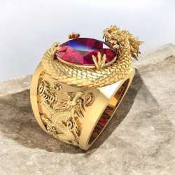 Luxury Men's Rings Dragon Gold Color Inlaid Finger Rings For Men Fashion Jewelry