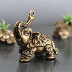 Vintage Jewelry Beautiful Classic - Antique Brass Elephant Animal Keychain Metal
