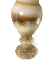 Vase Marble Stone Vintage Beige Onyx Brown Alabaster Carved Hand Art Polished