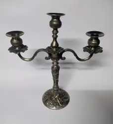 Large Vintage Silver Plated Candlestick Arm 3 candle Holder Decor Wonderful Nice