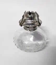 Old Vintage Clear Glass Coal Oil Kerosene Lamp Hurricane Eagle Wick Very Nice