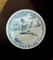 Denmark Dish Vintage Trinket Art Wall Hanging Porcelain Hand Painted Plate 7.4