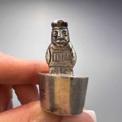 Vintage Miniature Sterling Silver 925 Figure Statue Peru Inca Totem Cap Bottle