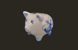 Vintage Pig Figurine Small White Porcelain Handmade Money Saver Coins Souvenir