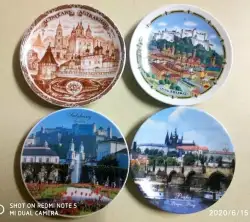 Porcelain Russia Plate Vintage Souvenir Wall Set of 4 Decorative Collector Rare