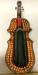 Wine Holder Bottle Wood Handmade Display Traditional Musical Instrument Carved