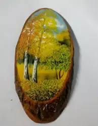 Wooden Hand Painted Panel Drawing ART Sand & Salt Wall Hanging 3D Forest Nice