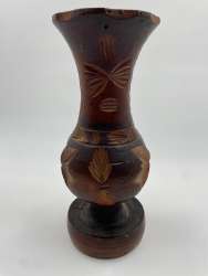Vintage Hand Carved Wooden Vase Wood Art Home Bar Decoration Collectible Cute