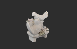 Vintage Pair Birds White Porcelain Handmade Decor Flower Chair Sit Down Souvenir