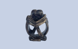 Vintage Embracing Lovers Figurine Marble Hand Carved Black Art Sculpture Decor