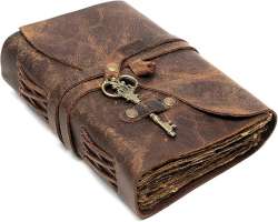 Vintage Leather Women's Men's Village Journal Book of Shadows Lock Bucke 240 Pag