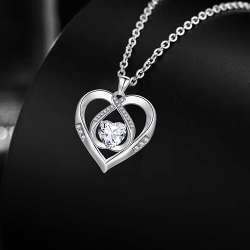 Necklace Jewelry Silver 925 Sterling Shaped Heart Pendant Zirconia Jewelry Women