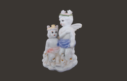 Vintage Little Pair Kids Figurine Porcelain Handmade Decor Art Angles Souvenir