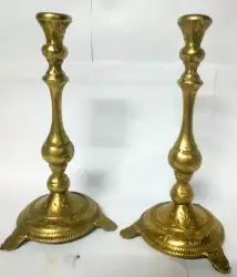 Heavy Copper Brass Vintage Candlesticks Pair Candle Holder Stunning Solid Gilt