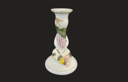 Vintage Small Cnadle Holder Porcelain Handmade Decor Floral Home Collectibles