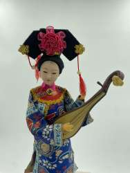 Japanese Vintage Doll Guitar Figurine Cloth Handmade Musical Asian Playing 13 in