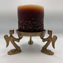 Vintage Large Bronze Trio of Angels Candle Holder
