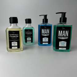 Set Of 4 pc.  For man Shower gel, Hair Shampoo, Beard Oil and Aftershave Lotion