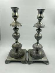 Silver Pair Plated Candlesticks Vintage Candle Set 2 Tall Holder Ornate Tall 14