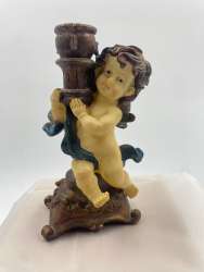 Statue Angel Candlestick Vintage Resin Candle Holder Christmas Hand Panting Cute