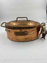 Rare Holy Land Old Vintage Cooker Copper 2 Handles Brass Hand Jerusalem W Lid