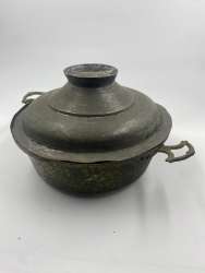Judaica Copper Jewish Passover Vintage Antique Brass Heavy Cooking Pot with Lid