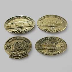 Grand Henhan Steam Rally & Heveningham Hall Anniversary 4 Small Brass Souvenir