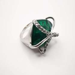 Vintage 925 Sterling Silver Women's Ring with Cubic Zirconia,Jewelry 8,2 g