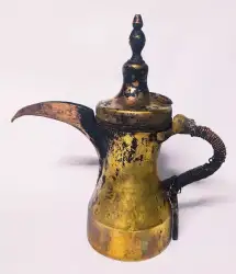 Antique Dalla Brass Coffee Copper Pot Arabic Middle Eastern Bedouin Tea solid