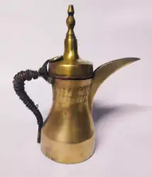 Antique Dalla Brass Coffee Islamic Copper Pot Arabic Middle Eastern Bedouin Old