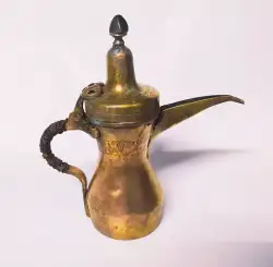 Antique Dalla Brass Coffee Copper Pot Arabic Middle Eastern Bedouin Tea Solid 9