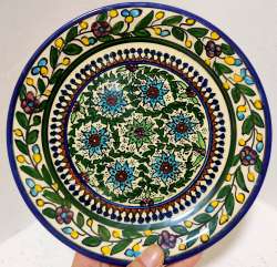 Ceramic Decorative Vintage Beautiful Flowers Handmade Wall Plate Jerusalem Dish