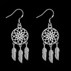 Women Earrings 925 Silver Jewelry Catcher Feathers Hanging Beautiful Ladies Gift