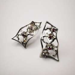 Artwork Vintage Filigree 925 Sterling Silver Earrings for Women, Ruby, Jewelry