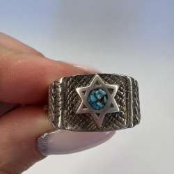 Massive Vintage Men's Jewelry Ring Sterling Silver Judaica Israel Tag Size 12