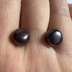 Vintage Sterling Silver 925 Women's Jewelry Stud Earrings Black Pearl Marked