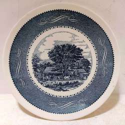 USA Platter Vintage White Blue Currier And Ives Retired The Farmer's Shed 12.2