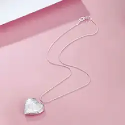 925 Sterling Silver Necklace Women Jewelry Heart Photo Frame Inside Stamped Gift