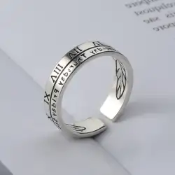 Sterling Silver 925 Roman Days The Week Ring Women Open Jewelry High Quality 
