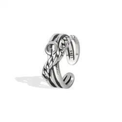 Sterling Silver 925 Ring Women Vintage Geometric Open Jewelry High Quality 3g