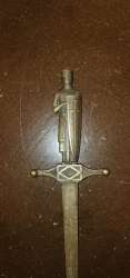 Antique Bronze Small Sward Bronze Great Details Christian Warier Shield Vintage