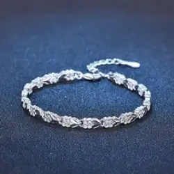 Bracelet Sterling Silver 925 Women's Jewelry Lucky Clover heart Shape 11 g Gifts