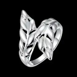 Women's 925 Silver Ring Marriage 2 g charm Jewelry Plant Leaves Adjustable Gifts