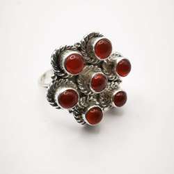 Artwork,Vintage,Unusual Women's Ring,925 Sterling Silver,Carnelian,Jewellery