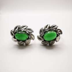 Vintage 925 Sterling Silver Earrings for Women,Green Quartz,Jewellery