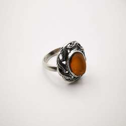 Vintage, 875 Sterling Silver Ring for Women,Honey Amber,Filigree,Jewellery