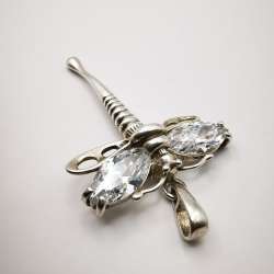 Vintage Fashion Jewelry Women's 925 Sterling Silver Pendant Cubic Zirconia 7,6g