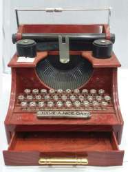 Antique Artwork Typewriter Music Box Musical Sounds Home Office Decor Brown