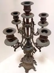 Antique Luxury Full Brass Large Five Arm Candle Holder Candlestick Decor Home